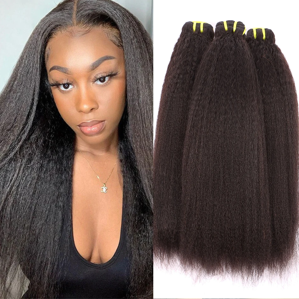 

Virgin Hair Bundles Human Remy Hair Extensions Afro Kinky Curly Bundles With Closure 30 40 Kinky Straight Clip Extensions-in