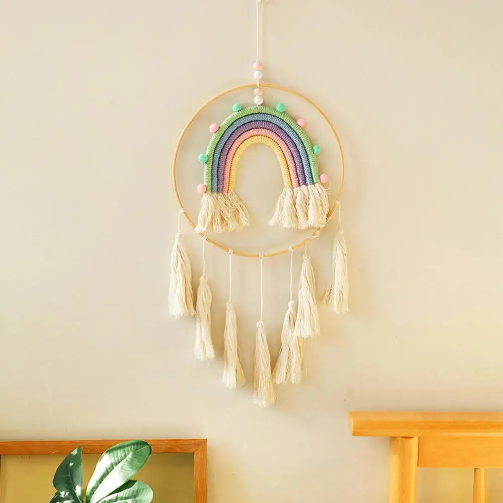 

Hanging Pendant Hanging Decoration Vibrant Handmade Rainbow Ornaments with Tassels Diy Wall Hangings Background for Colorful