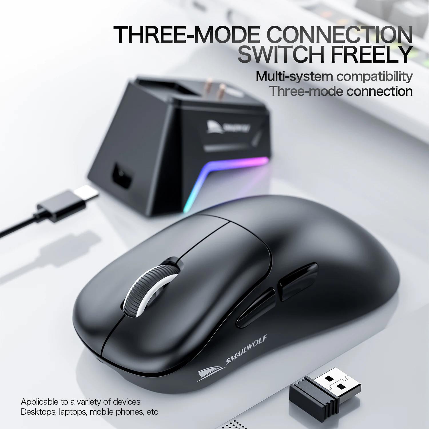 SMAILWOLF M5 Bluetooth Wireless Lightweight Gaming Mouse with Magnetic Charging