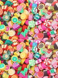 Colorful Mixed Fruit Shape Soft Pottery Beads - Handmade DIY Jewelry Accessories (60 pcs) - 60pcs (Random color mixing)