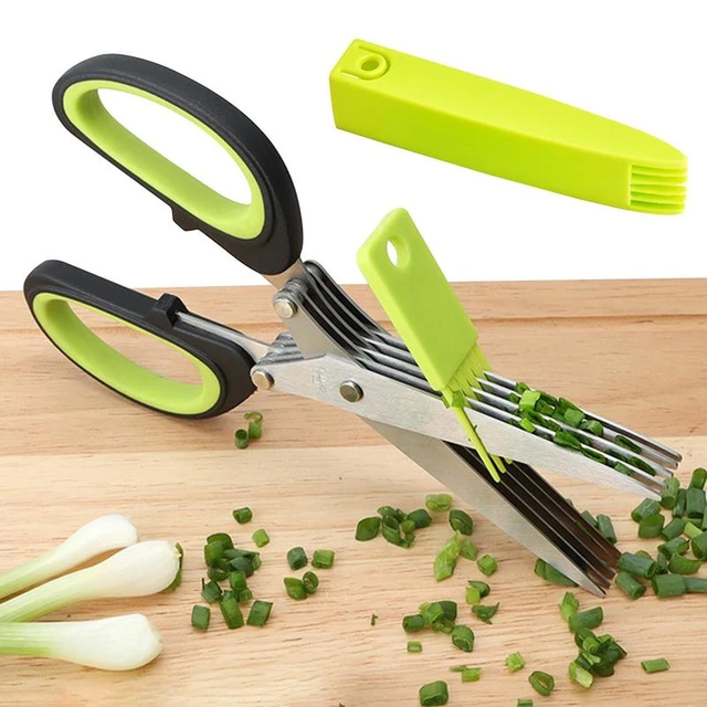 Multi-Layer Scissor Stainless Steel Kitchen Scissor Green Onion Scissor  Herb Cutting Shear With Safe Cover Vegetable Meat Shear - AliExpress