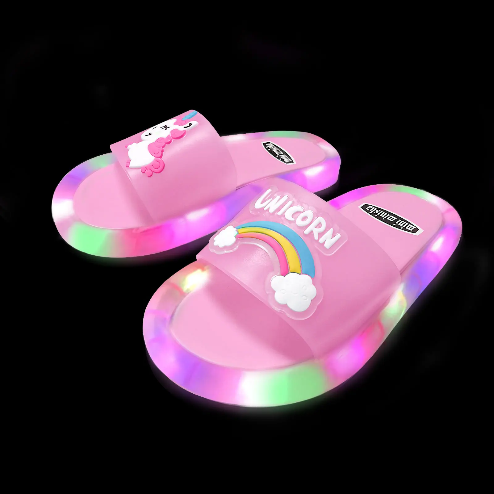 2022 Kids Slippers Cartoon Children Unicorn LED Slippers Baby Bathroom Sandals Kids Shoes for Girl Boys Light Up Shoes Toddler bata children's sandals