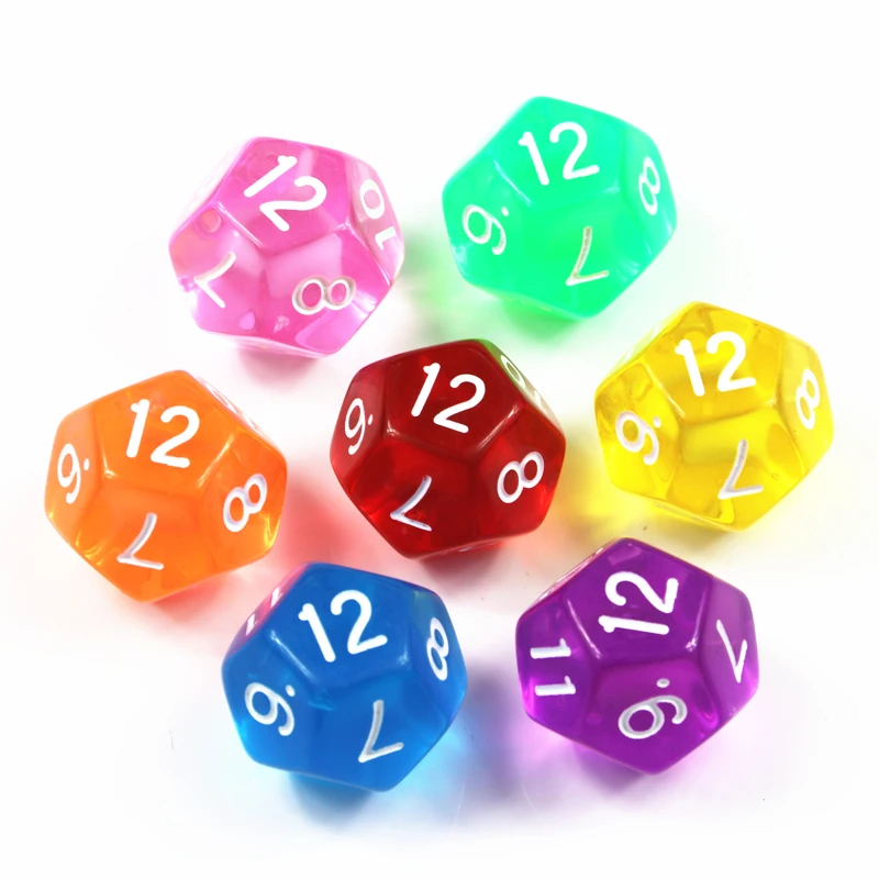 10개/세트 다면체 12면체 주사위 투명 D12 주사위 DND TRPG 테이블 게임 엔터테인먼트 용품