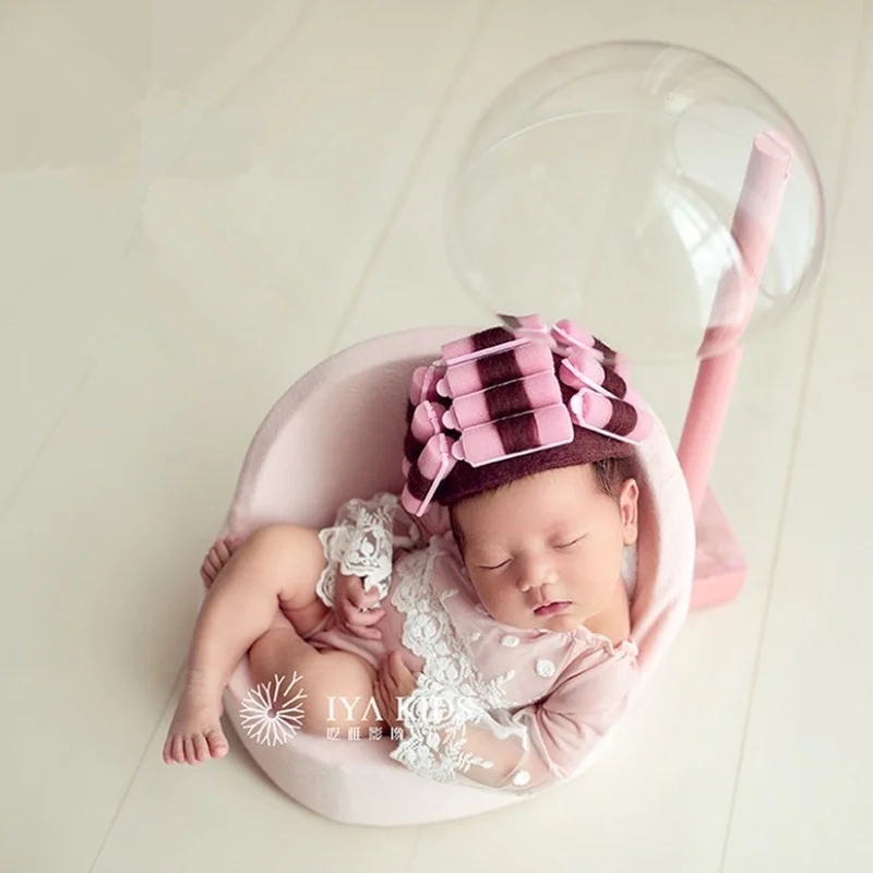 Dvotinst Newborn Baby Girls Photography Props Creative Perm Hairstyle Comb Sofa Set Landlady Shooting Accessories Photo Props