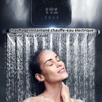 Chauffe-eau électrique intelligent Chauffe-eau sans réservoir Machine de bain chaude rapide domestique Appartement Hôtel Salle De Bains Douche Chaude Affichage anglais LED Régulation de puissance à trois vitesses 5