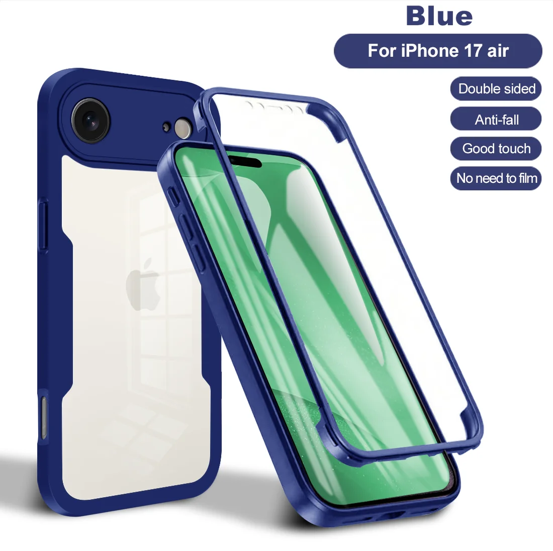Full Cover Shockproof Clear Case with 360° Front and Back Protection