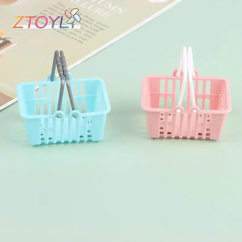 2Pcs Dollhouse Mini Shopping Hand Baskets Model Dollhouse Supermarket Basket For Grocery Toy Pretend Play