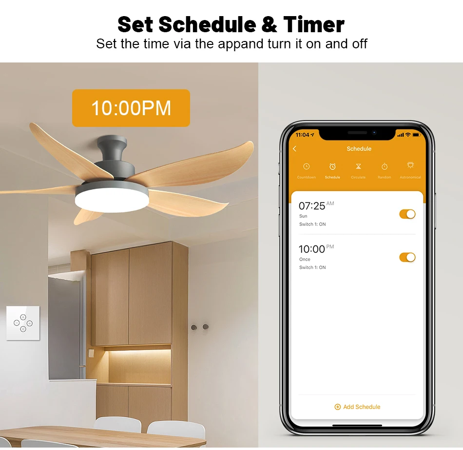VOVOWAY Smart Wifi Fan Light Switch,US/AU Ceiling Fan Lamp Switch Tuya Remote Various Speed Control Work with Alexa, Google Home