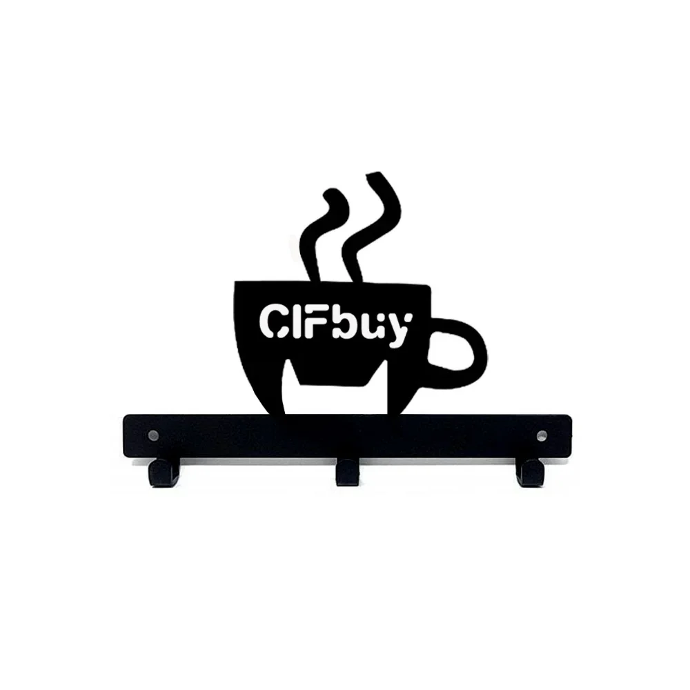 1pc Metal Key Holder Hooks Organizer Rack Wall Mounted Decor Metal Coffee Cup Rack with Coffee Sign for Bar Kitchen Organizer 4