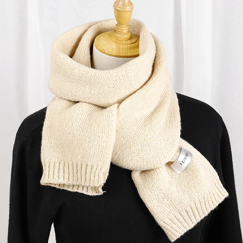 Women's Solid Color Wool knitted scarf Warm And Thickened Versatile Decorative Scarf Neck Gaiter Suitable For Winter Matching Casual