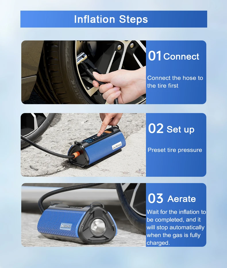 Newest Powerful 1200A Car Battery Charger 12v Portable Tire Inflator Air Compressor 12v Car Jump Starter with LED Light