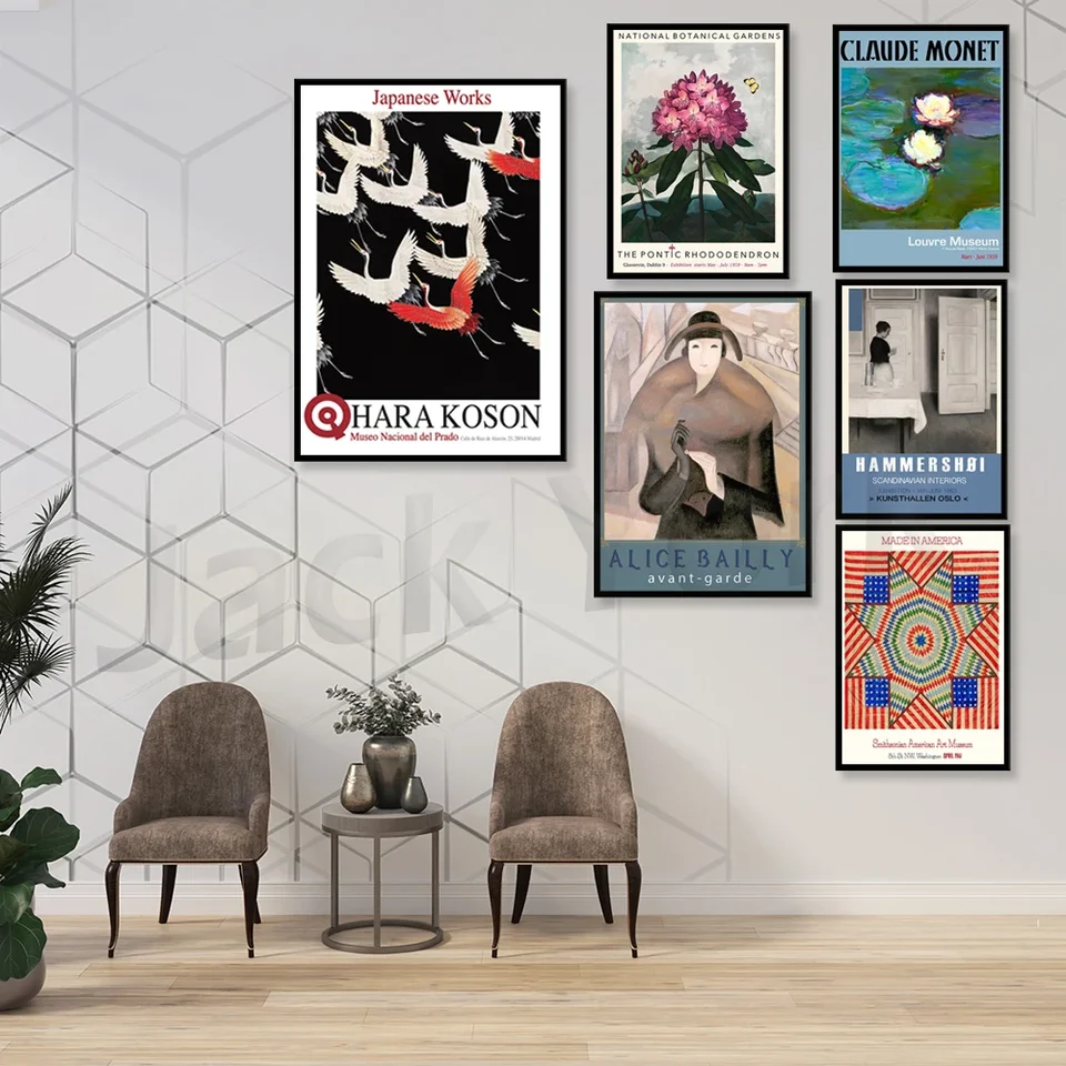 日本の展示ポスター,北欧のプリント,壁画,キャンバス,蓮の写真