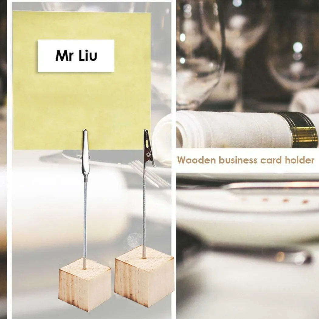 10pcs Wooden Metal Photo Holders Alligator Clip Memo Diy Wire Picture