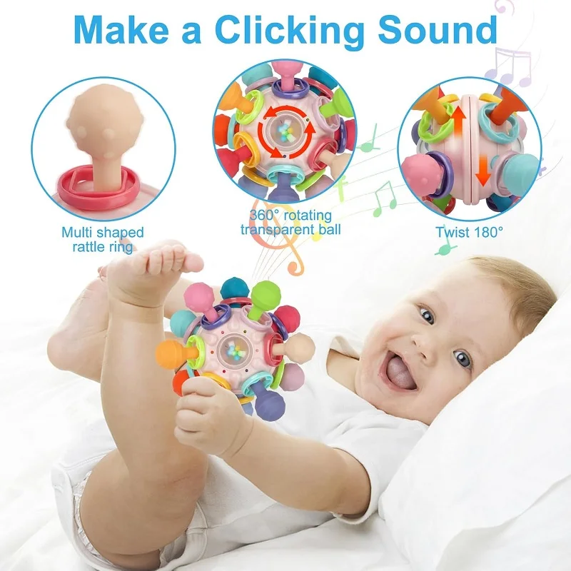 Baby Teething Toys For Babies 0-6 Months Food Grade Teething Toys Rattles Montessori Sensory Teether For Newborn 0 3 6 12 Months