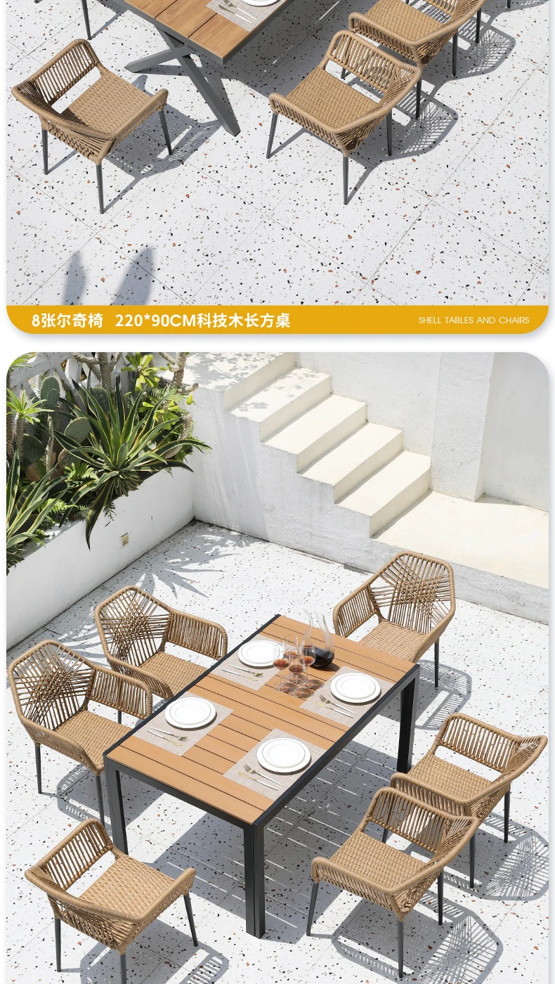 Back Yard Patio Furniture Sets Dinning Rattan Pool Furniture Sets Outdoor Modern Coffee High Quality Armchair Muebles Home Decor
