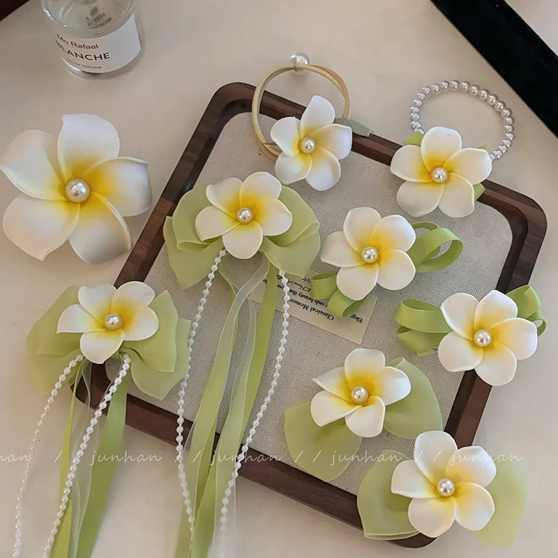 Celebritystyle Hibiscus Flower Plumeria Rubra Barrettes Clip Laterale Femminile Corda Per Capelli Laterale Elastico Fiore Clip Hairware Hairpin