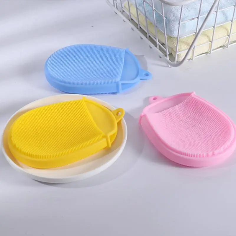 Does Not Hurt The Skin Soft One-piece Molding Bath Brush Silica Gel To Bend Arbitrarily. No Dead Angle Cleaning Shampoo Brush