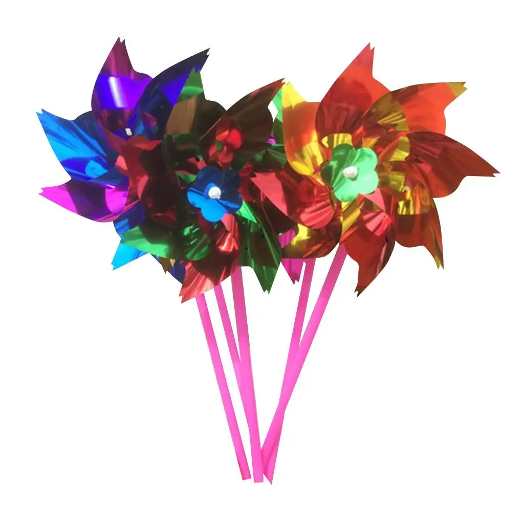 Pack of 100 Pieces DIY Shiny Sequins Windmill Pinwheel Crafts Kids Toy Home Garden Decor Random Color