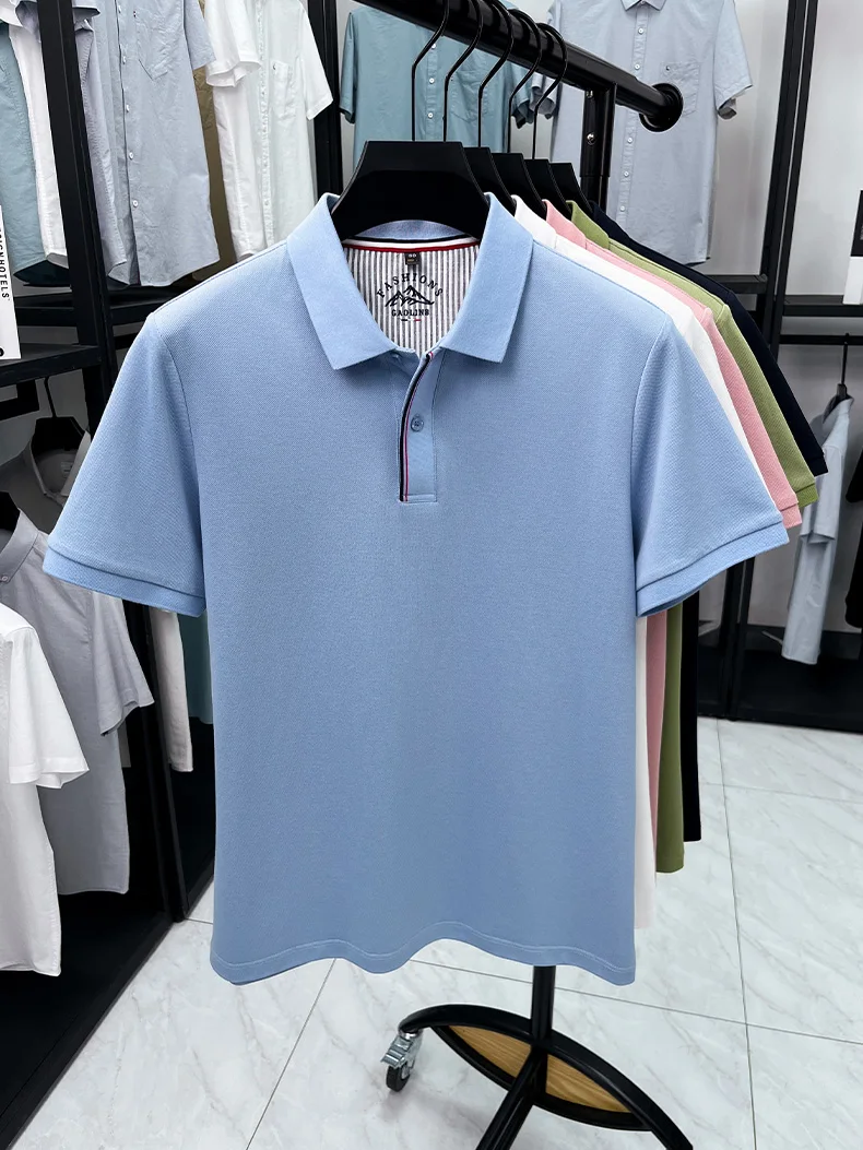Luxury 100% cotton men's short sleeve polo shirt fashionable stripes comfort texture summer new high-end business casual T-shirt 15 S5bbbd3ea39864ff6b52abcc3588c3a1c9