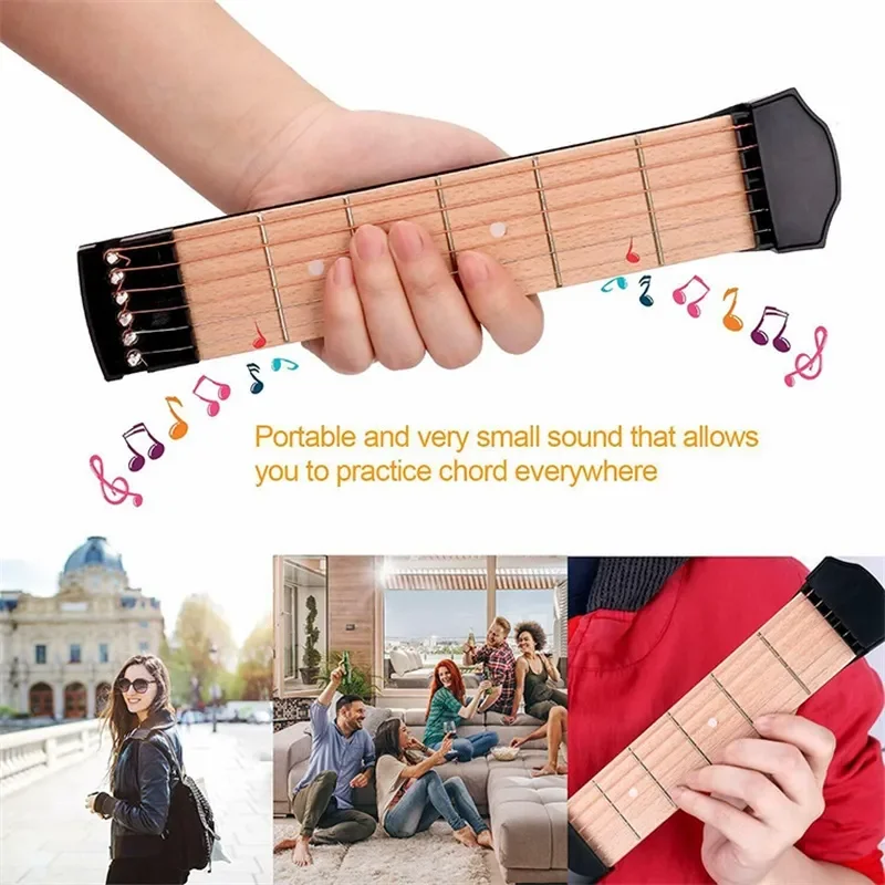 6 Fret Pocket Guitar Bass Travel Gift Mini Guitar Musical Instruments Finger Exerciser Train Practice Tool For Beginners Kids