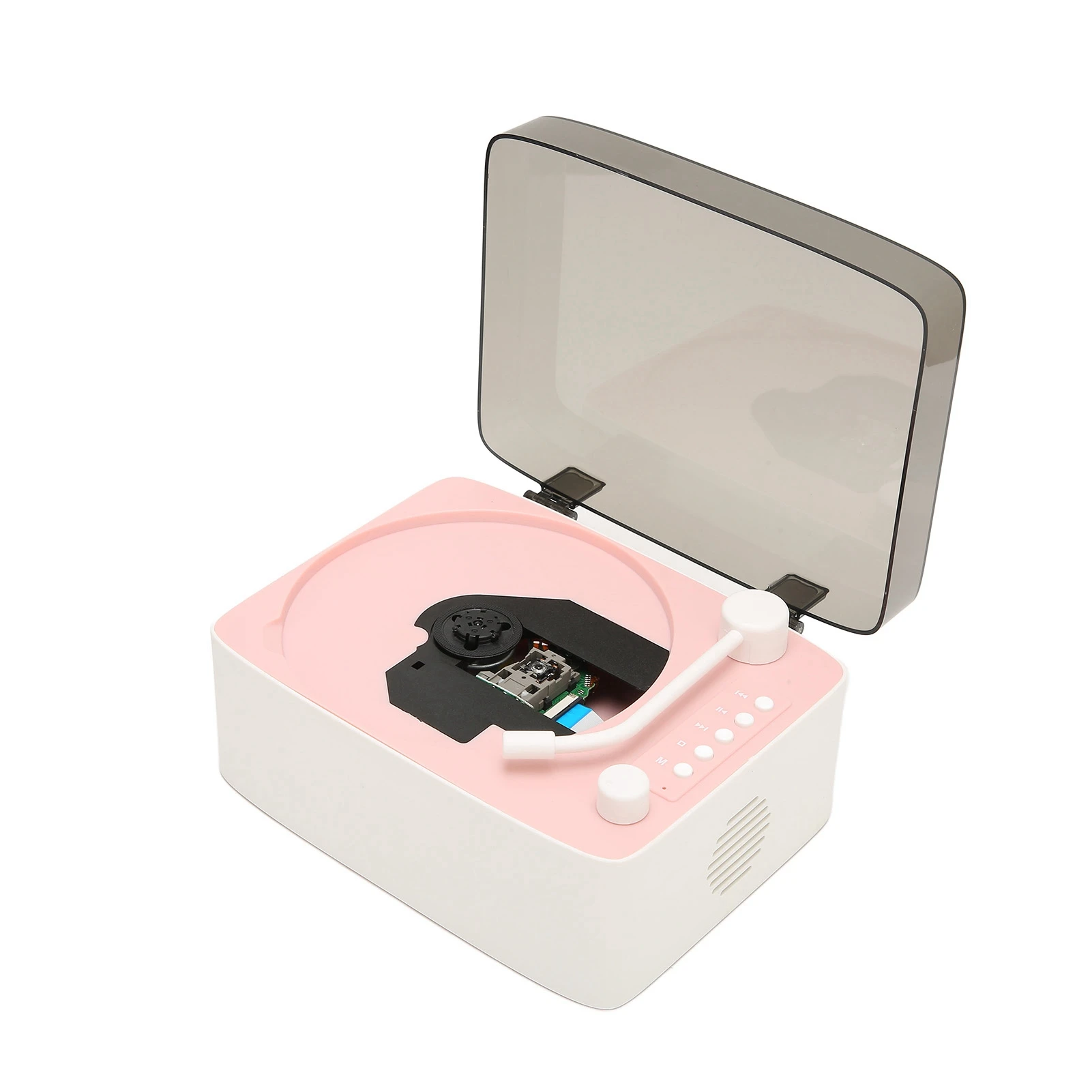 Portable Retro CD Player 5.0 Rechargeable HiFi CD Music Player with Built-in Speaker 3.5mm Sound Input Output for Home