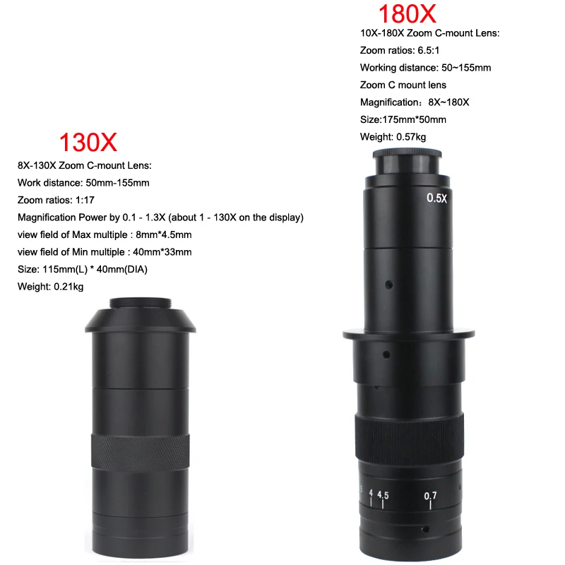 USB 전자 디지털 비디오 현미경 카메라, 48MP, 4K, 2K, 1080P, HDMI, 10-130X 줌, C 마운트 렌즈, 56 LED 휴대폰 수리 도구