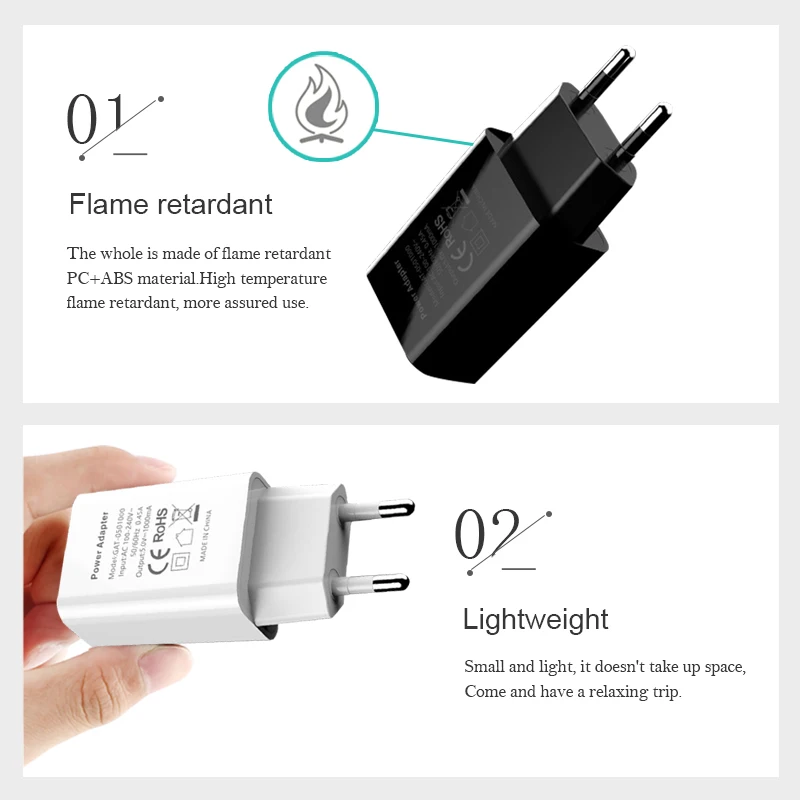 5V1A USB Charger for Mobile Phone EU charger Plug CE Certificate Travel in Europe Italy Switzerland France Germany Sweden Norway charger adapter battery charger power supply adapter battery charger adapter