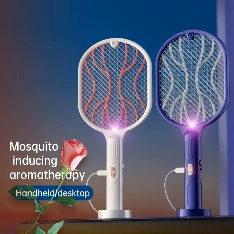 Electric Fly Swatter, 2-in-1 USB Charging Bug Zapper Racket - Fly, Mosquito & Insect Killer for Indoor and Outdoor Use, ABS
