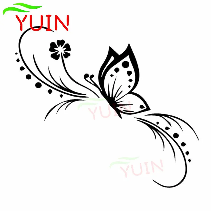 

YUIN Car Sticker Butterfly Flower Decoration Flower Art Auto Supplies Decals Fashion PVC Body Windows Waterproof Sunscreen Decal