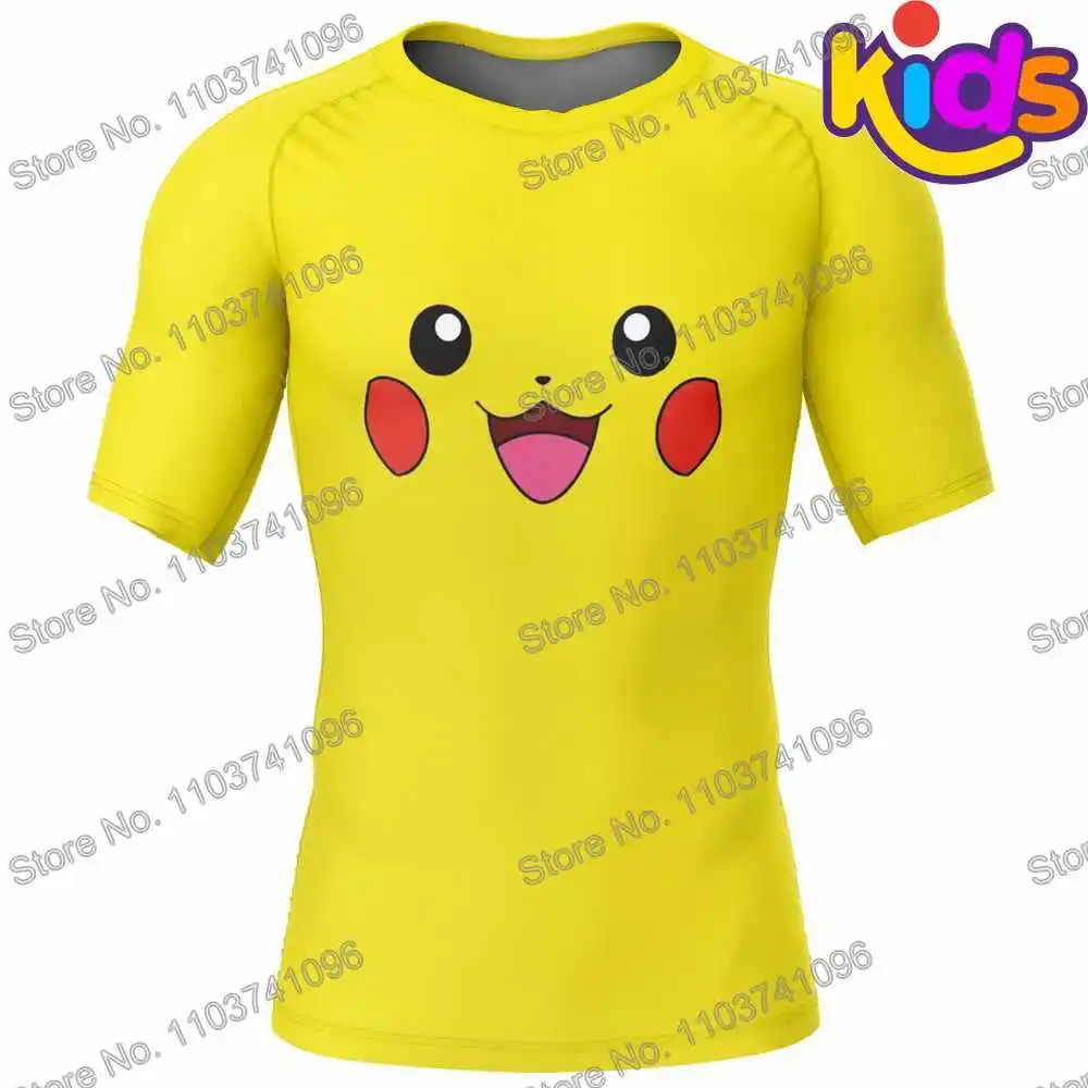 Kids Red Eyes Surf Clothing BJJ MMA Boys Rash Guard short sleeve diving T-Shirt tight swimwear summer beach floatsuit girls tops