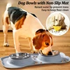 Stainless Steel Pet Dog Feeder Silicone Anti-spill Cats Dog Double Bowl Pet Feeding Drinking Water Bowls Dog Food Dispenser 2
