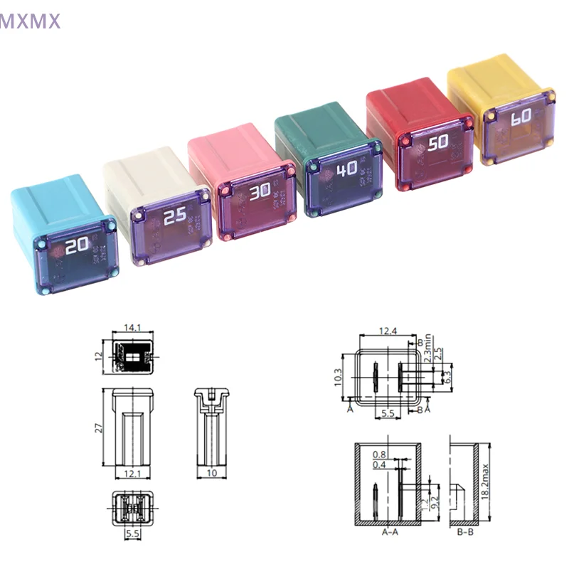 Mini Square Fuse 58V 1Pcs 20A 25A 30A 40A 50A PEC Automotive Car Fuse Tube Waterproof Box