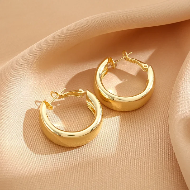 Hoop Earrings Golden Earrings Simple Stainless Steel Gold Color Hoop Earrings For Women
