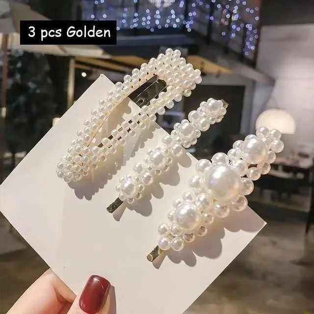 2/3/4 stücke Koreanische Mode Haar Clip Für Frauen Trendy Mädchen Perle Kristall Haarnadeln Set Geometrische Haar zubehör Hairgrip Bad Clip – Detail 8