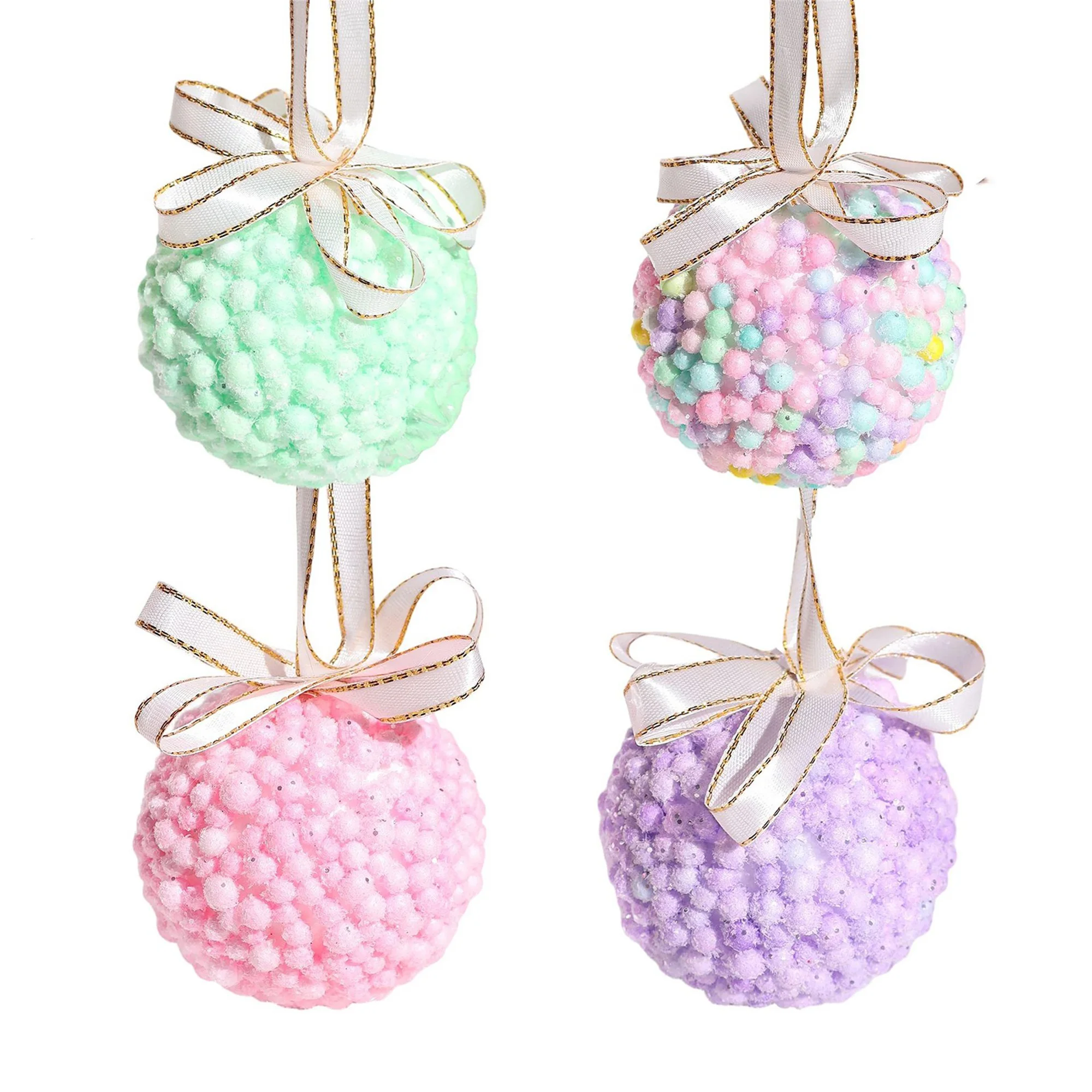 Set of 6 Glittery Christmas Ball Ornaments with Sparkling Rhinestone Accents - Festive Holiday Tree Decorations for Xmas