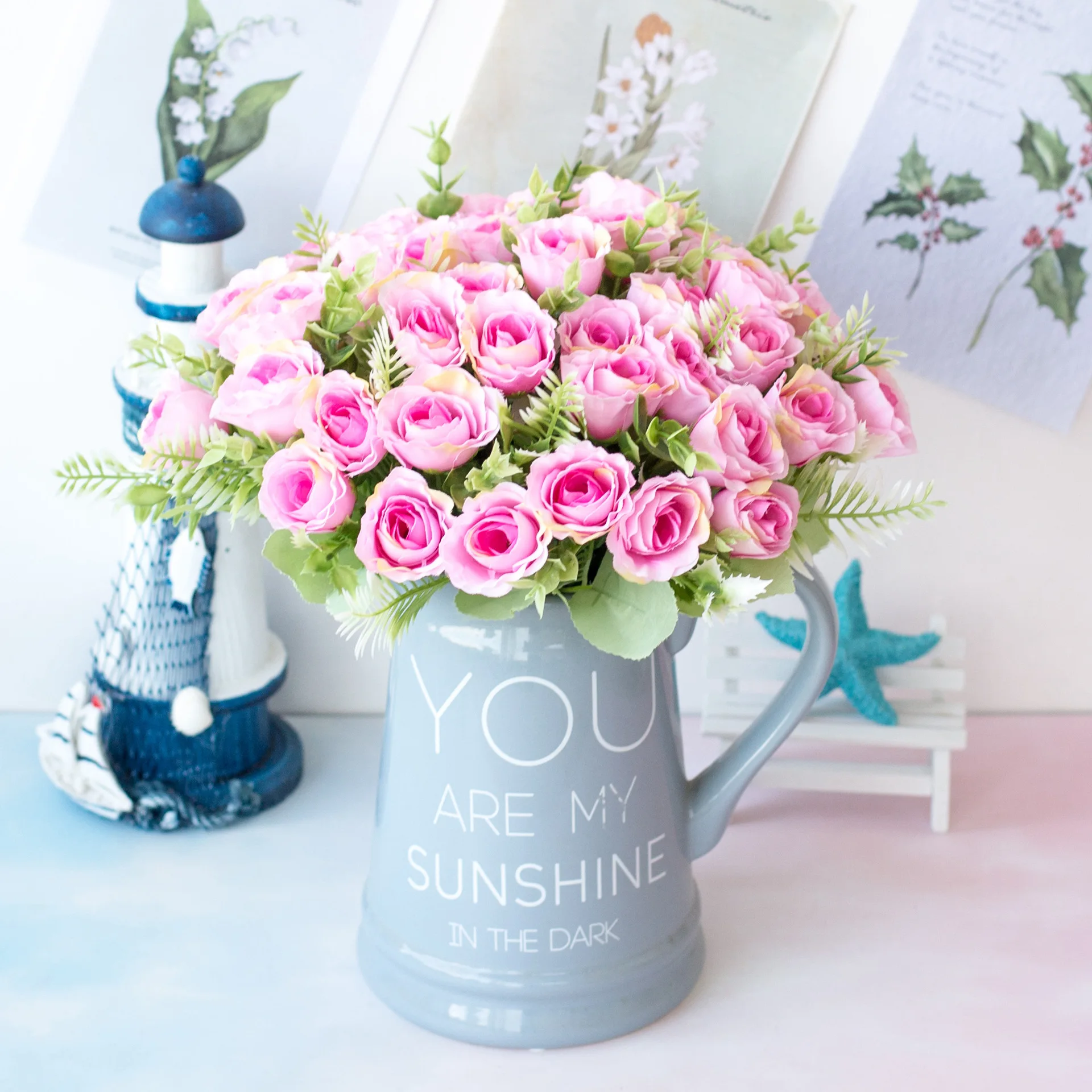Mini Tea Roses 1 elegant artificial mini tea rose bouquet - vivid and realistic ...