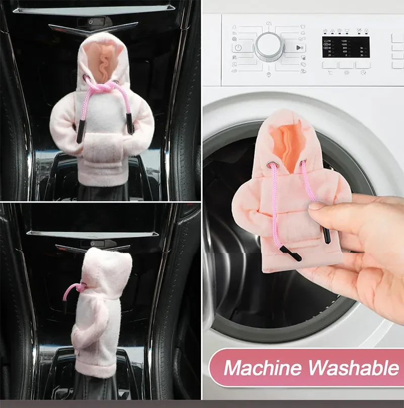 Kleines Schaltgriff-Set, Griff-Set, Auto mit manuellem Schalthebel, automatisches Schalt-Set, Winter-Autohebel-Set, Kapuzenpullover, niedliche Auto-Dekoration – Detail 5