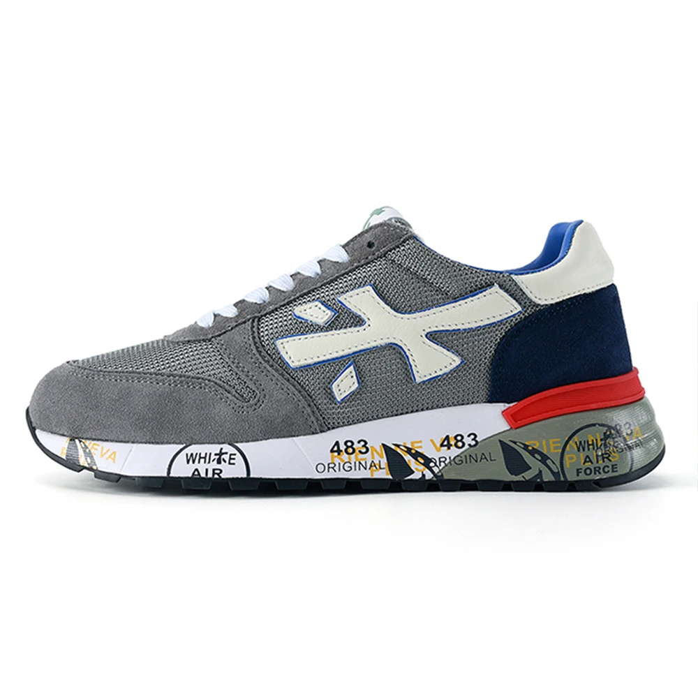 

PREMIATA Men's Light Luxury Velvet Mesh Breathable Lightweight Jogging Shoes Trendy Niche Fashion Retro Casual Sports Shoes