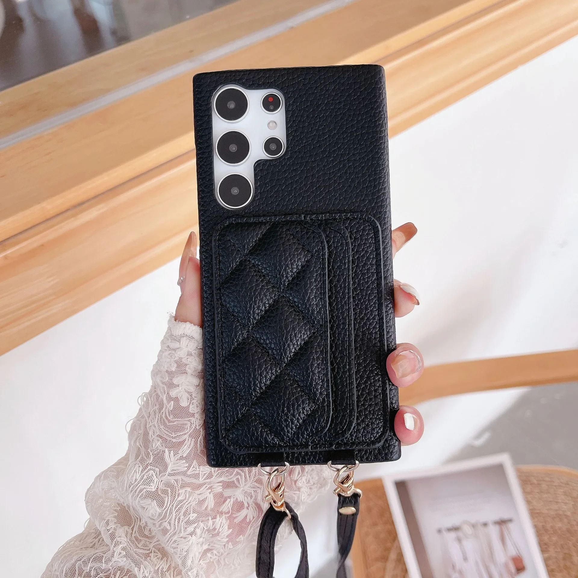 Leather Crossbody Phone Case with Card Holder Attachment