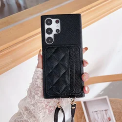Leather Crossbody Phone Case with Card Holder Attachment - Galaxy A24  (4G 5G) (Black)