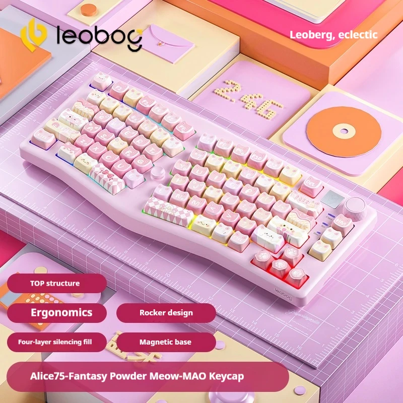 Leobog Alice A75 Mechanical Keyboard Ergonomics Keyboard 3Mode 2.4
