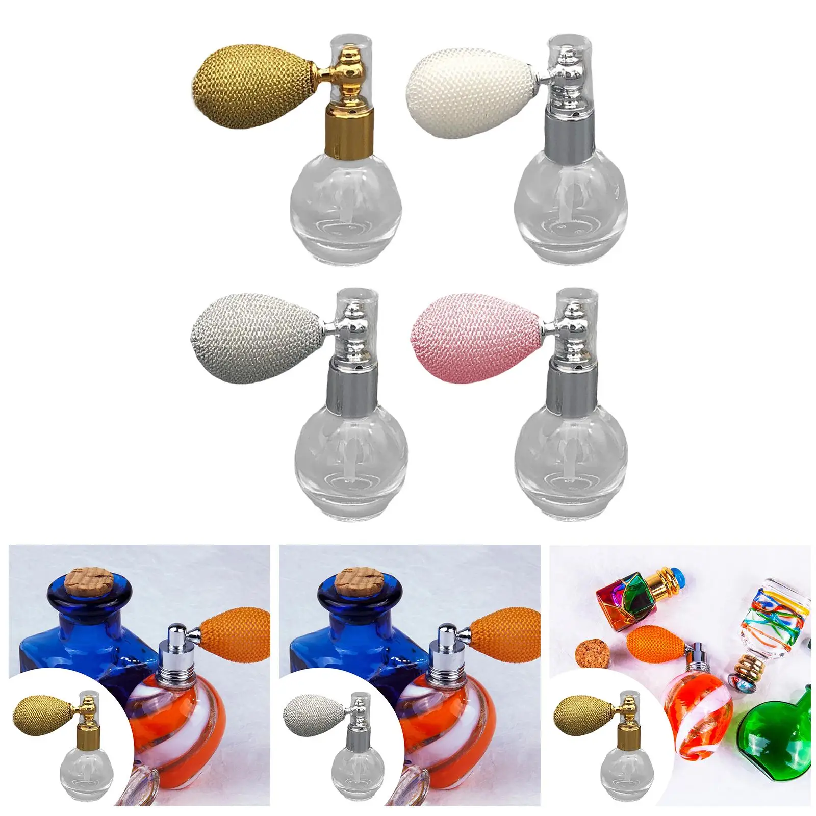 Perfume Spray Refillable Empty for Women Girls Transparent Pocket Home Salon Vintage Design Gift Idea Anti Clog 12ml