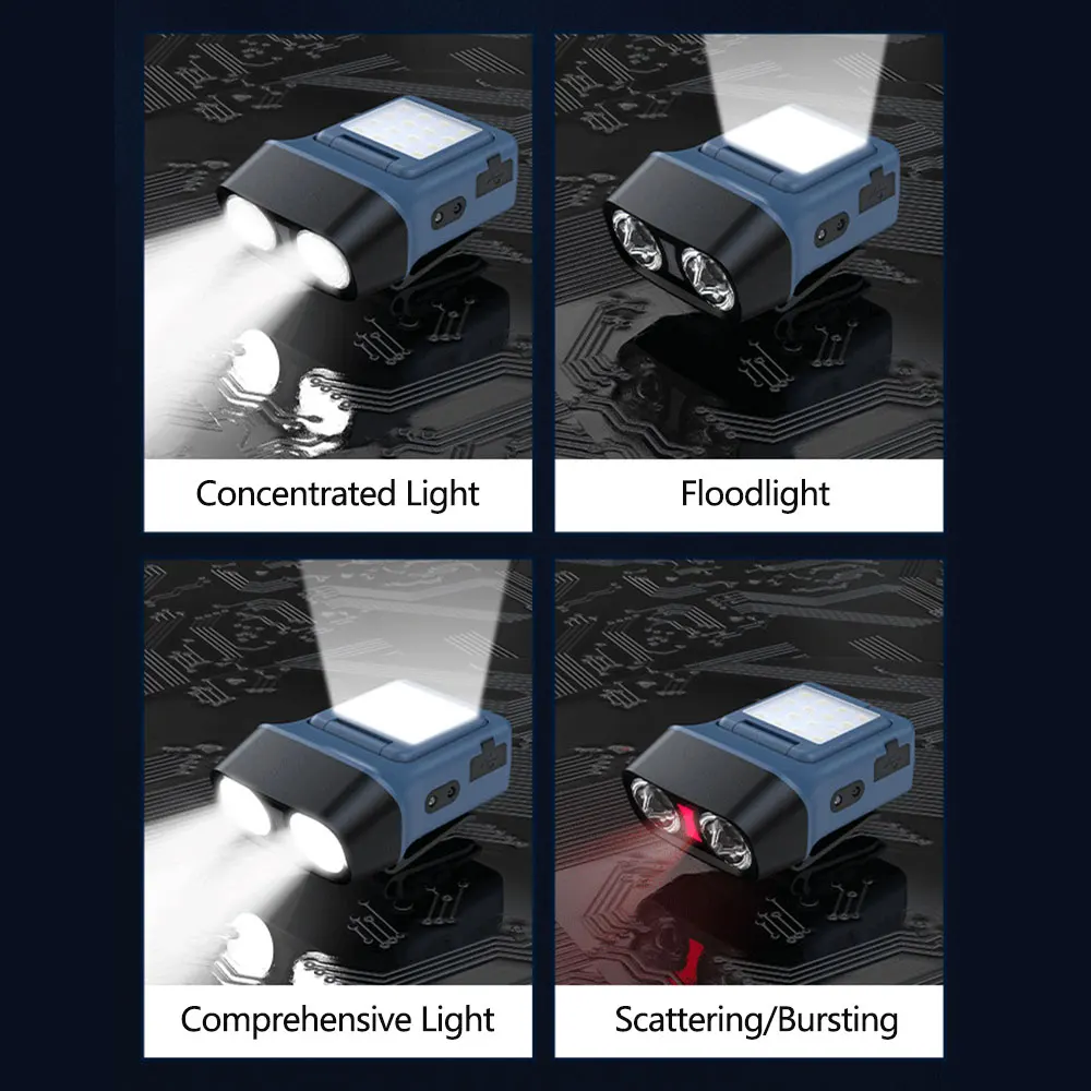 센서 COB LED 헤드램프 캡 클립 라이트, USB 충전식 헤드 손전등, 내장 배터리 헤드라이트, 낚시 캠핑용 LED 헤드