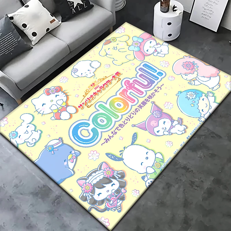 Kuromi Sanrio Lovely Carpet Rug for Living Room Bedroom Decoration Picnic Camp Kitchen Carpet Crawling Decoration