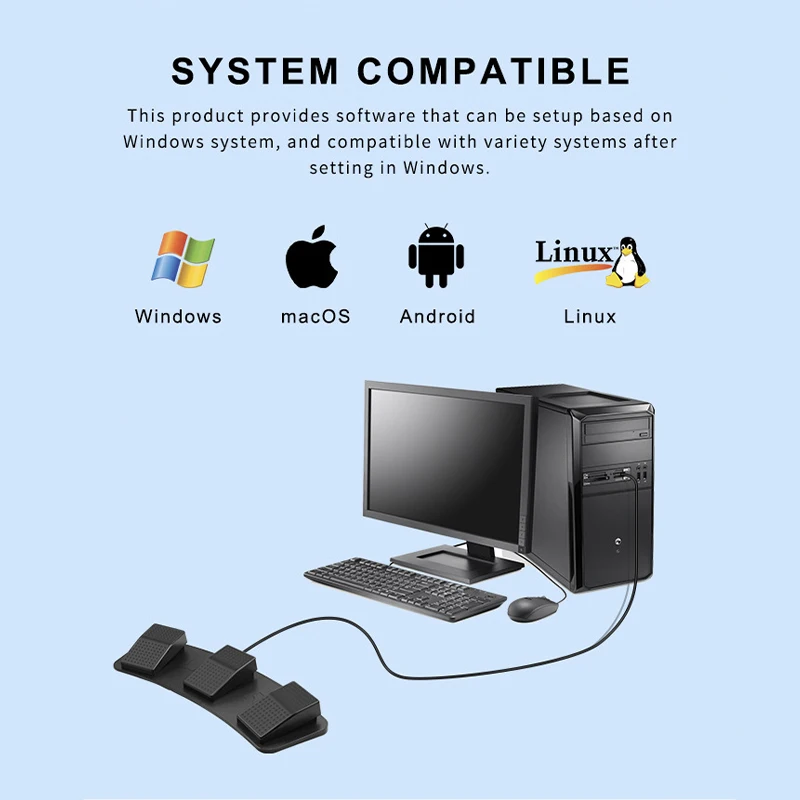 USB Triple Foot Switcher Controller Key Keyboard Mouse Gaming Multimedia Action Pedal for Computer Medical Devices foot pedal control switch