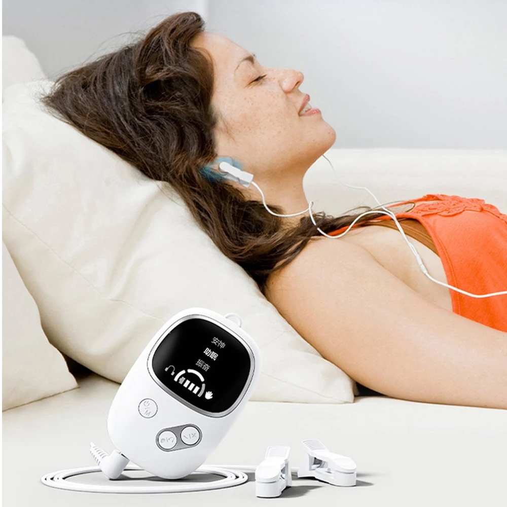 CES Sleep Aid Device Microcurrent Pulse Fast Sleeping Instrument Ear Clip Sleep Device Relax Anxiety Insomnia Hypnosis Soothing
