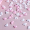 100pcs Kawaii Pink White Mini Love Heart Nail Charms 3D Heart Shape Resin Valentine's Decoration Nail Art Parts Supplies 5mm 5