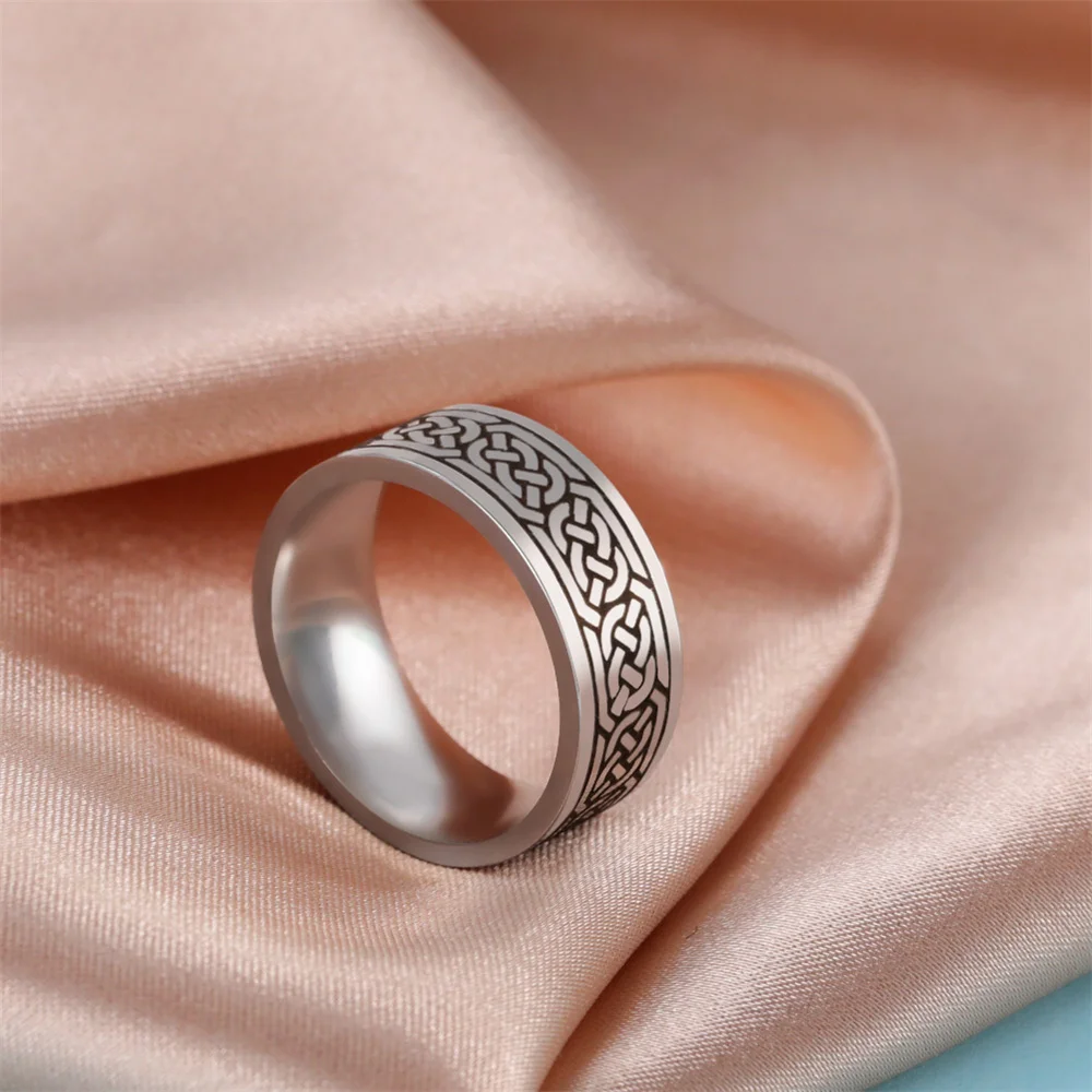 Finger Ring Stainless Steel Men's Lucky Tree Ring Vintage Celtics Knot Rings for Women Viking Witch Knot Amulet Jewlery Punk Wicca Bijou
