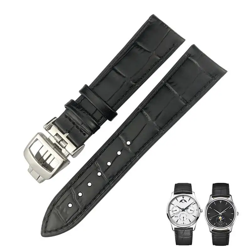 SCHIK 20mm 21mm 22mm Black Brown Blue Genuine Leather Watchband Fit For Iwc Jaeger LeCoultre MASTER Cowhide Watch Strap