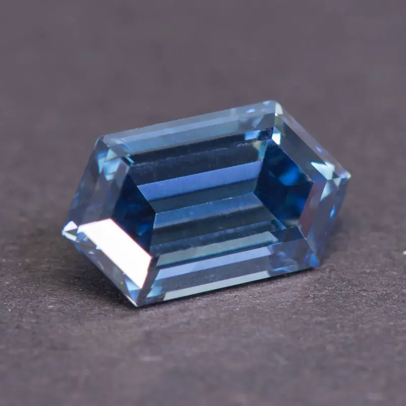 Moissanite Stone Long Hexagon Cut Royal Blue Primary Color Lab Grown Gemstone for Charms Jewelry Making with GRA Certificate